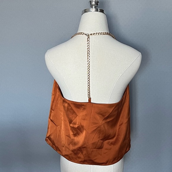 NWT Orange Satin Halter Top - Picture 2 of 2